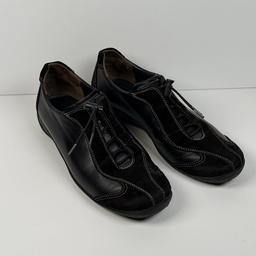 Paul Green Munchen Black Leather Suede Slip On Shoes Toggle Women US 7 UK 4.5